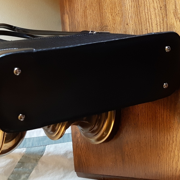 #8 Image Black Satin/Faux Leather Bag - Picture 6 of 12